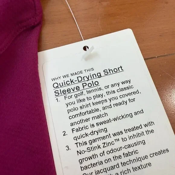 Women Lululemon Quick-Drying Short Sleeve Polo Shirt Magenta Purple Size 2 - Picture 6 of 7